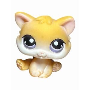 Littlest Pet Shop #114 Orange Golden Kitten Cat Purple Eyes LPS Hasbro 2005